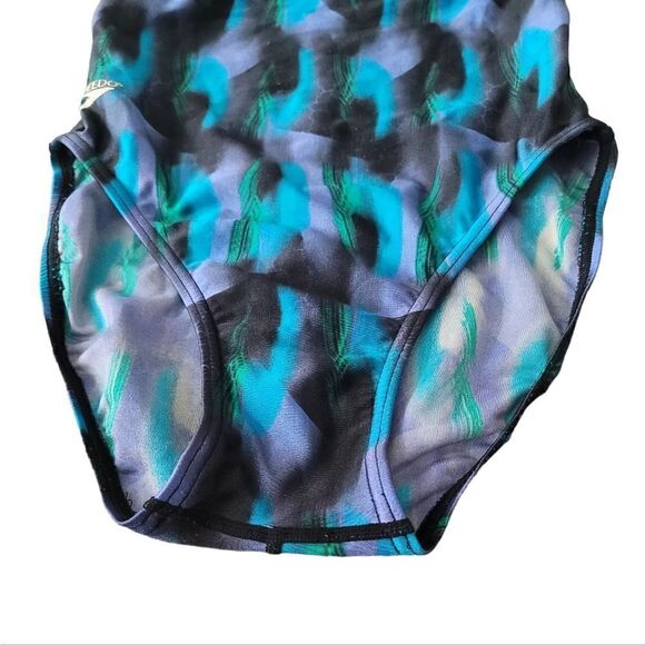 Speedo Blue and Black Women's One-Piece Swimsuit Sz 8 - Picture 5 of 9